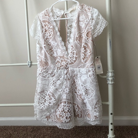 American Threads Crochet Lace Romper - Picture 2 of 4